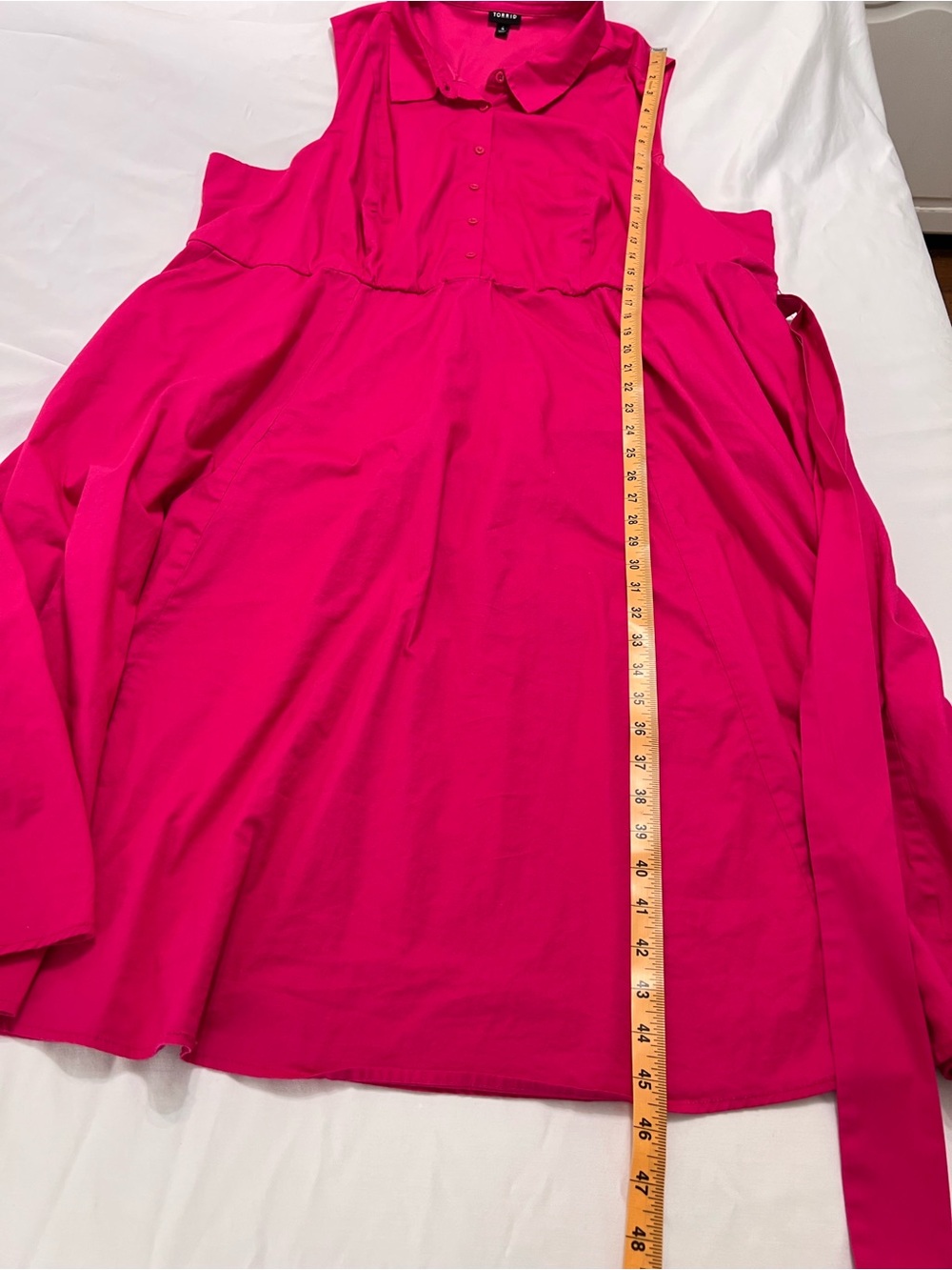 Torrid Fuchsia Pink Sleeveless Button Front Shirt Dress Belted Plus Size 4X - Picture 7 of 11